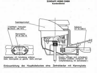 Preview: Zündapp Kabelklemme / Zugentlastung für Typ 517 / 529 / 530 mit rundem Doppel-Tachogehäuse Ersatzteilenummer: 517-16.384